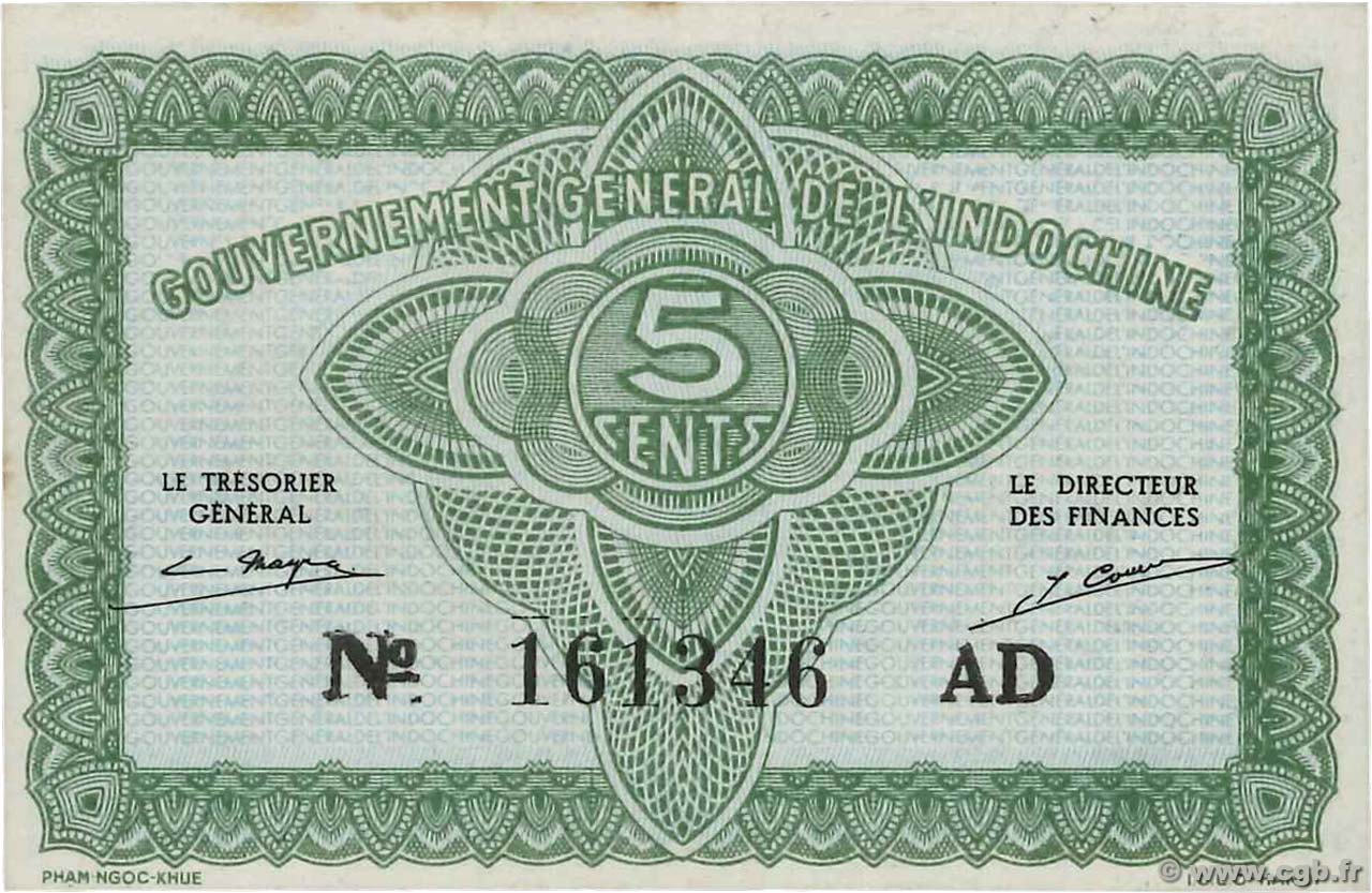 5 Cents FRANZÖSISCHE-INDOCHINA  1942 P.088a fST+