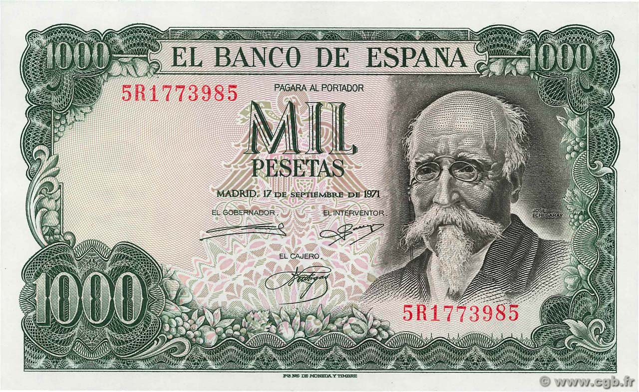 1000 Pesetas ESPAÑA  1971 P.154 SC+