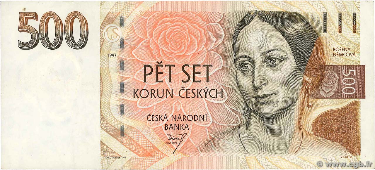 500 Korun CZECH REPUBLIC  1993 P.07a VF+