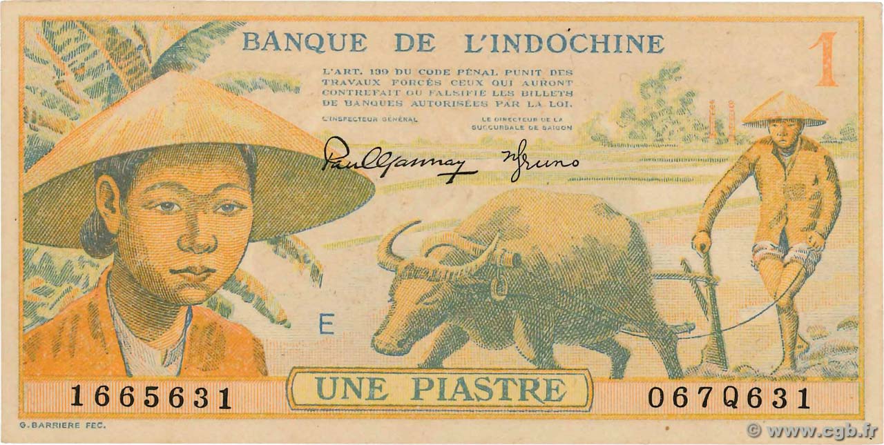 1 Piastre FRENCH INDOCHINA  1942  UNC-