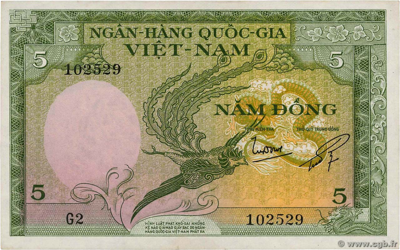 5 Dong VIETNAM DEL SUR  1955 P.02a EBC+