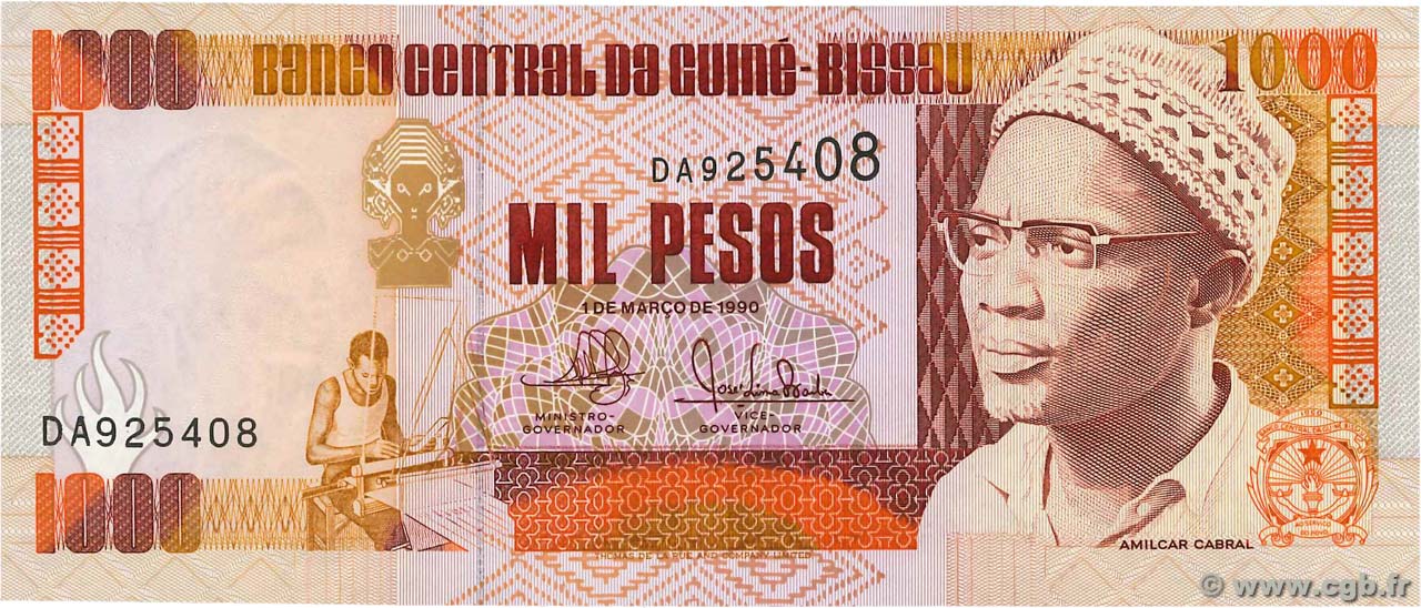 1000 Pesos GUINEA-BISSAU  1990 P.13a UNC-