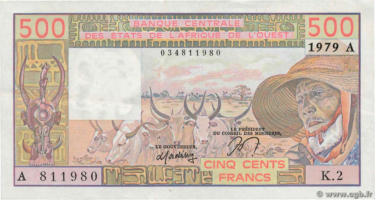 500 Francs WEST AFRIKANISCHE STAATEN  1979 P.105Aa SS