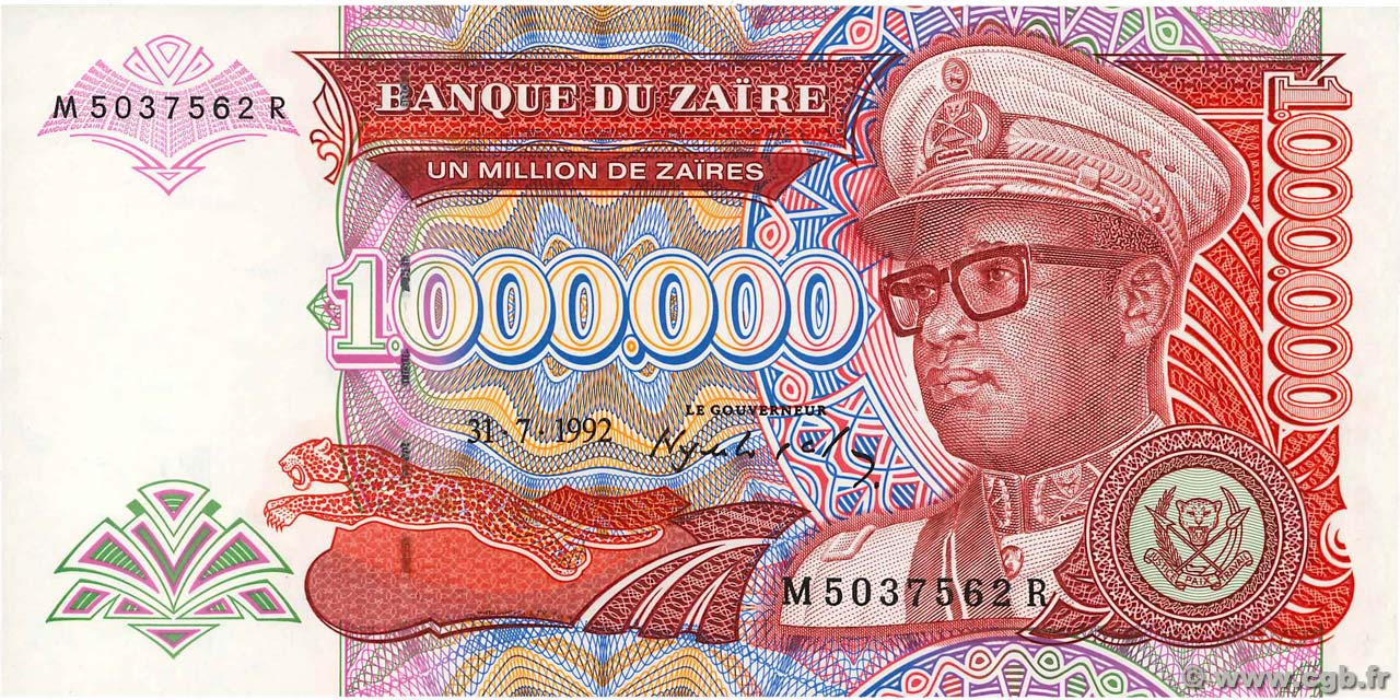 1000000 Zaïres ZAÏRE  1992 P.44a NEUF