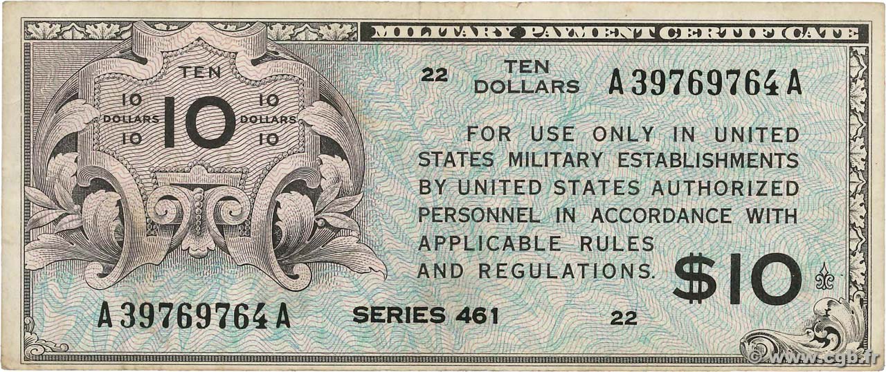10 Dollars ÉTATS-UNIS D&nbsp;AMÉRIQUE  1946 P.M007 TTB