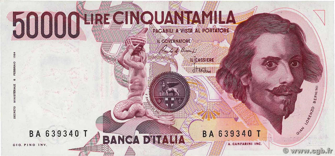50000 Lire ITALY  1984 P.113a XF