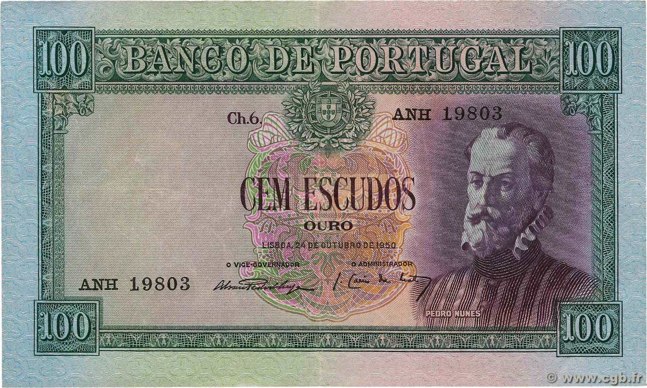 100 Escudos PORTUGAL  1950 P.159 TTB