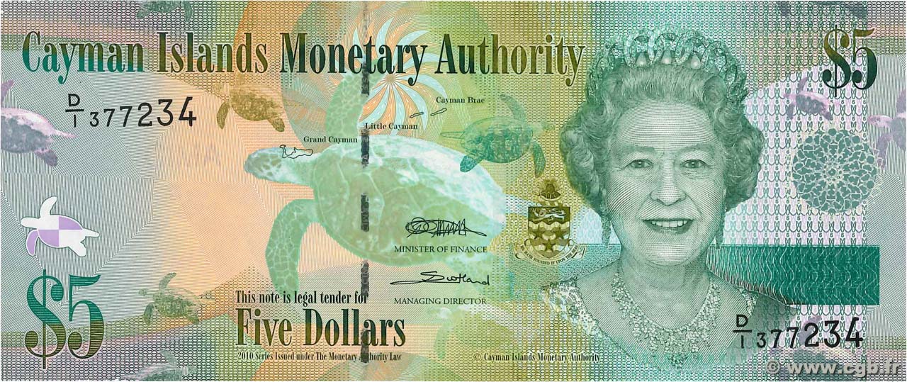 5 Dollars CAYMAN ISLANDS  2010 P.39a UNC