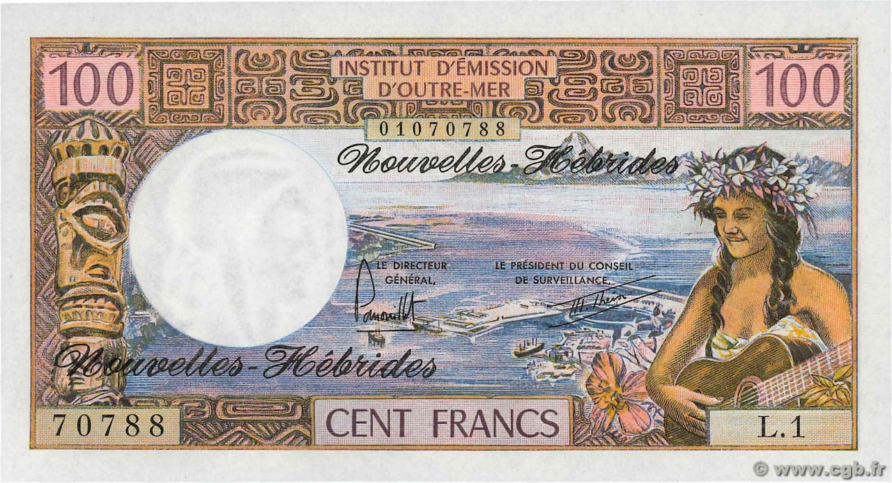 100 Francs NEUE HEBRIDEN  1977 P.18d ST