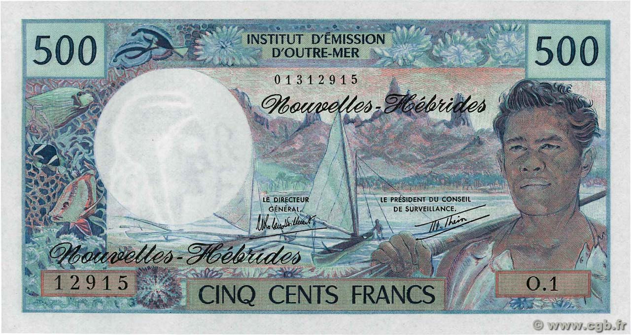 500 Francs NUEVAS HÉBRIDAS  1980 P.19c FDC