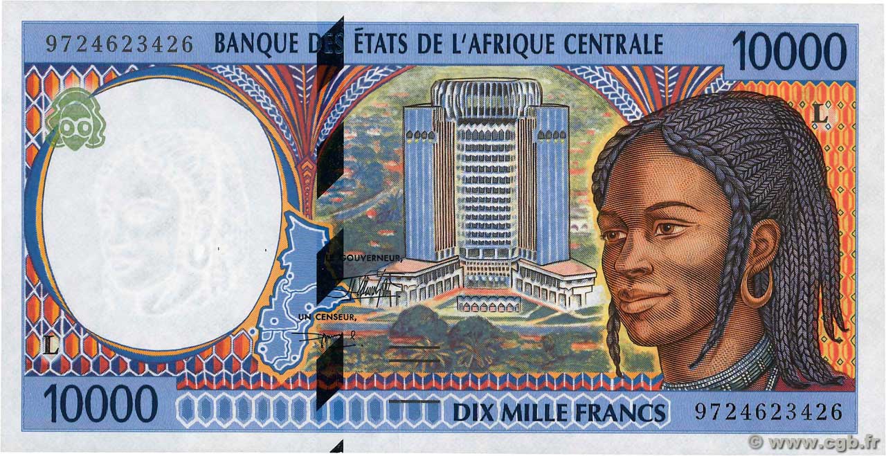 10000 Francs CENTRAL AFRICAN STATES  1997 P.405Lc XF