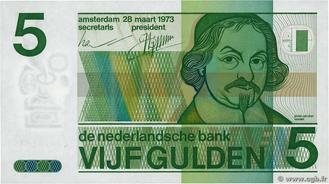 5 Gulden NIEDERLANDE  1973 P.095a fST+
