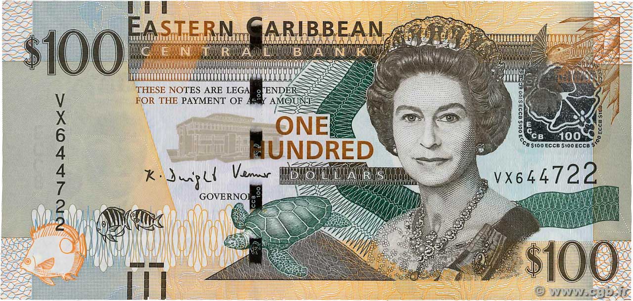 100 Dollars EAST CARIBBEAN STATES  2012 P.55b UNC