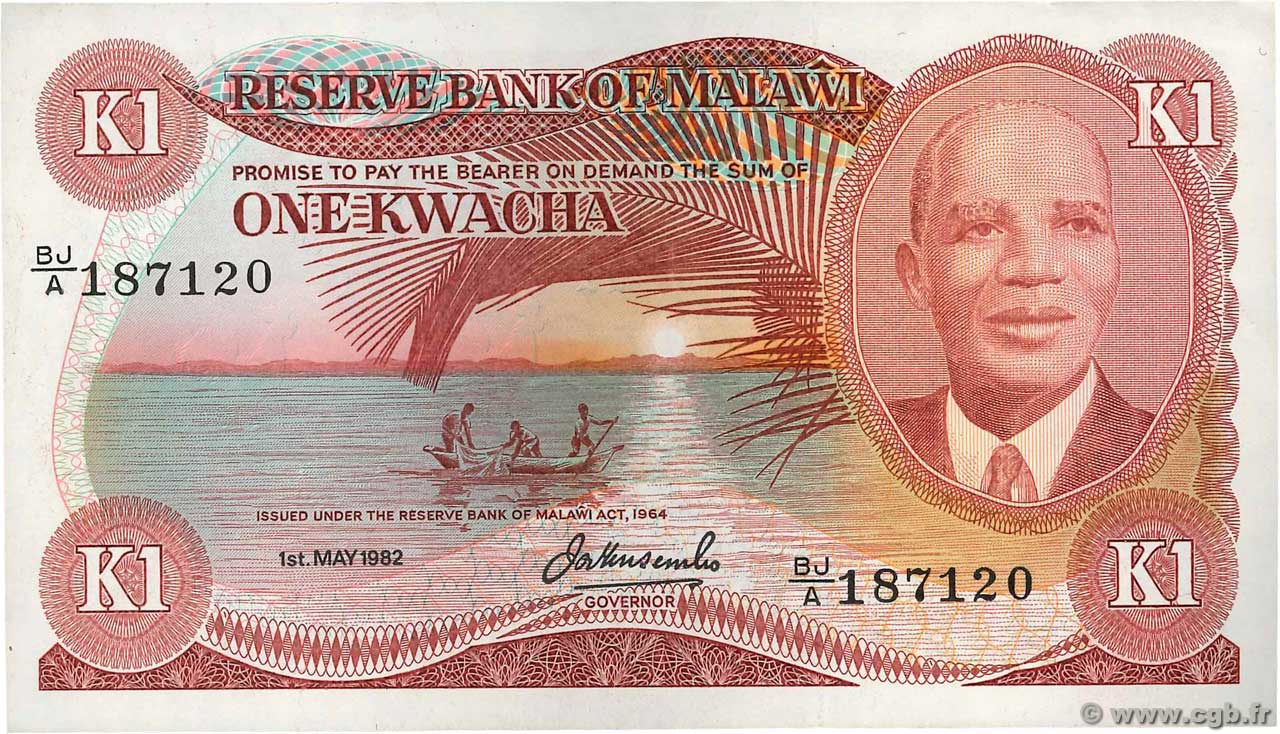 1 Kwacha MALAWI  1982 P.14e q.SPL