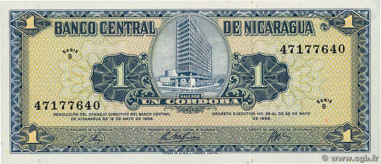 1 Cordoba NICARAGUA  1968 P.115a SC+