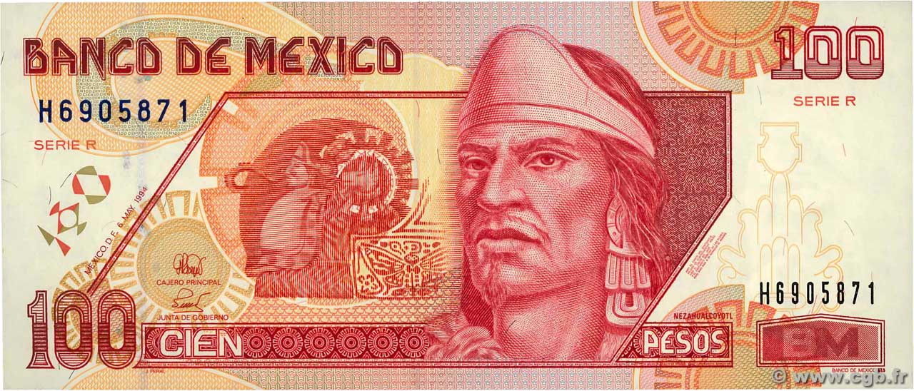 100 Pesos MEXICO  1994 P.108a XF
