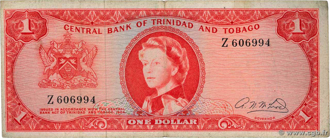 1 Dollar TRINIDAD and TOBAGO  1964 P.26b F