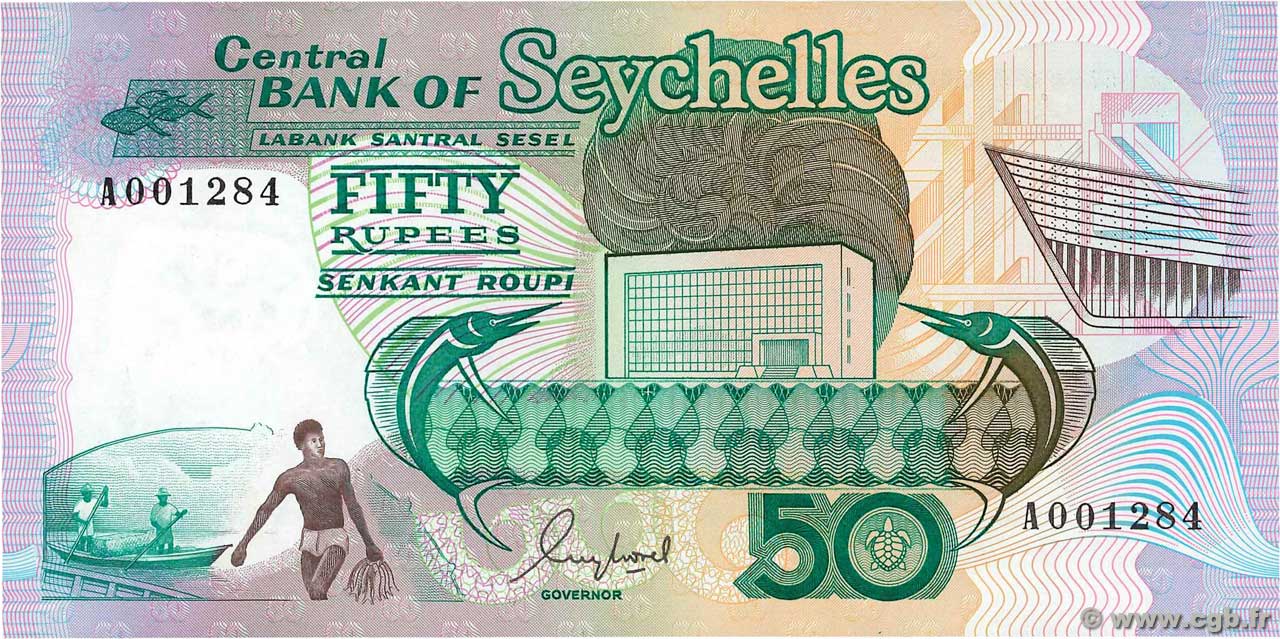 50 Rupees SEYCHELLES  1989 P.34 FDC