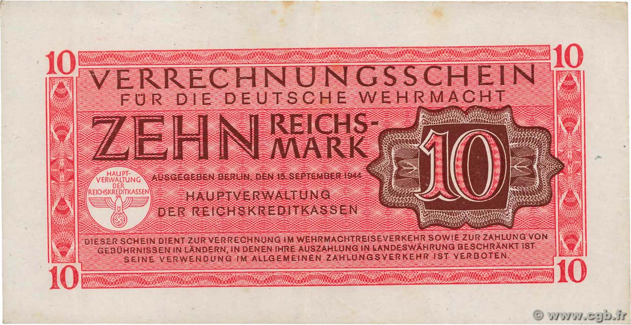 10 Reichsmark ALLEMAGNE  1942 P.M40 TTB+