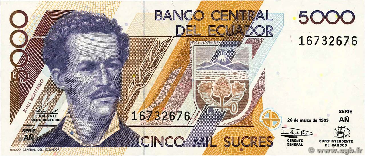 5000 Sucres ECUADOR  1999 P.128c FDC