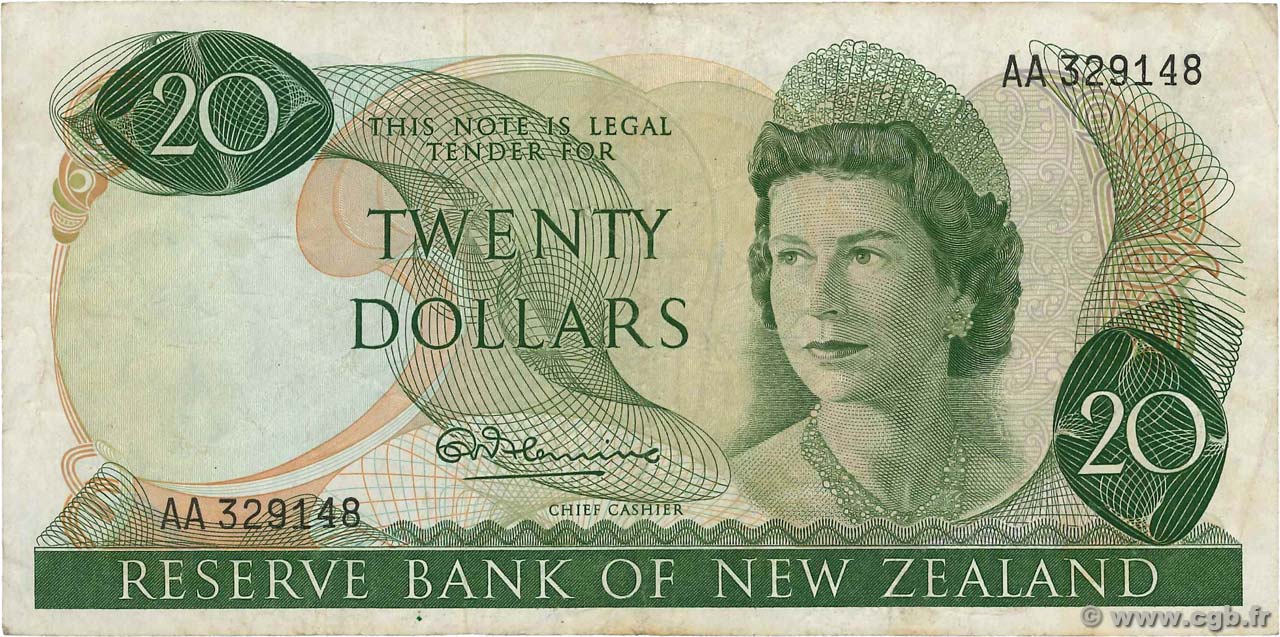 20 Dollars NUEVA ZELANDA
  1967 P.167a BC