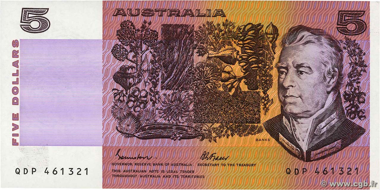 5 Dollars AUSTRALIE  1985 P.44e SPL