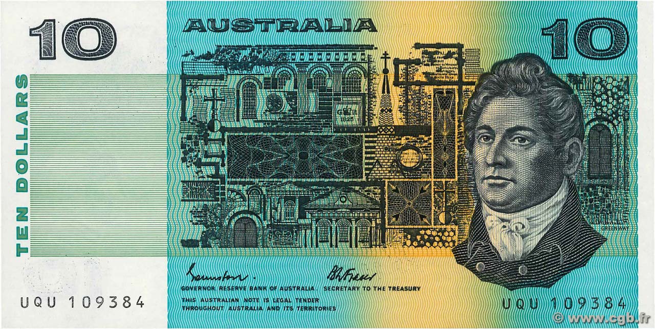 10 Dollars AUSTRALIA  1985 P.45e EBC+