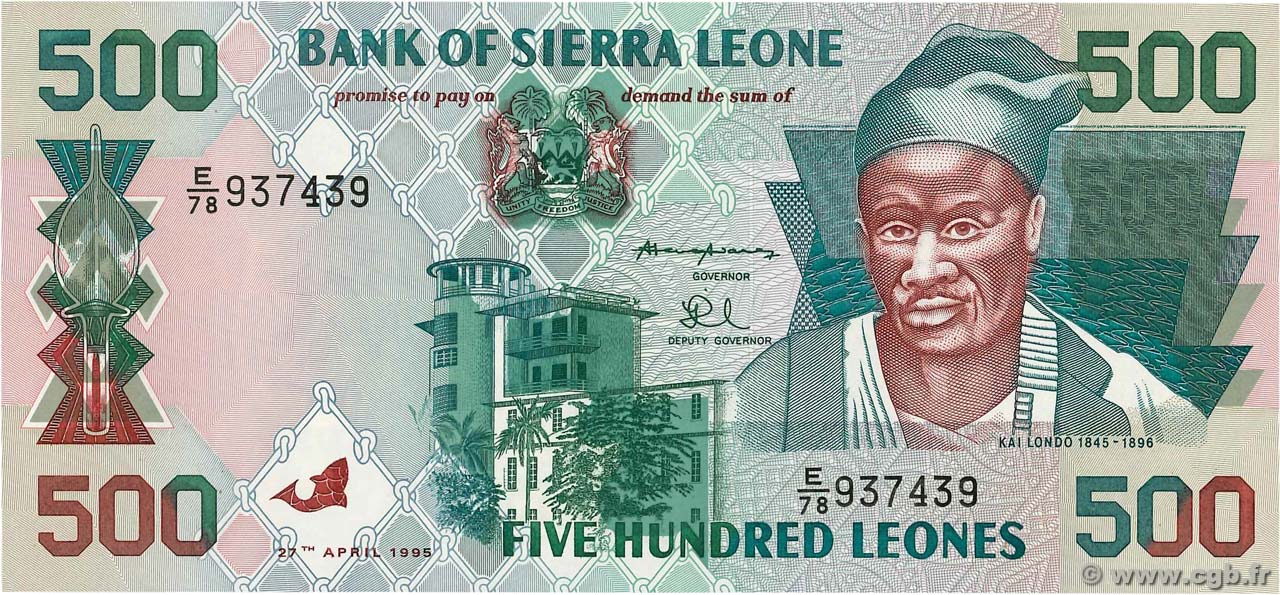 500 Leones SIERRA LEONE  1995 P.23a UNC