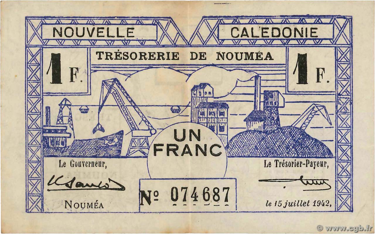 1 Franc NOUVELLE CALÉDONIE  1942 P.52 SS