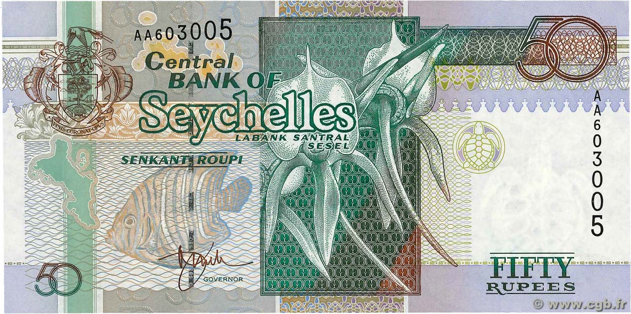 50 Rupees SEYCHELLES  1998 P.38a UNC
