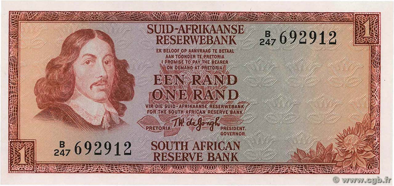 1 Rand SOUTH AFRICA  1967 P.110b UNC
