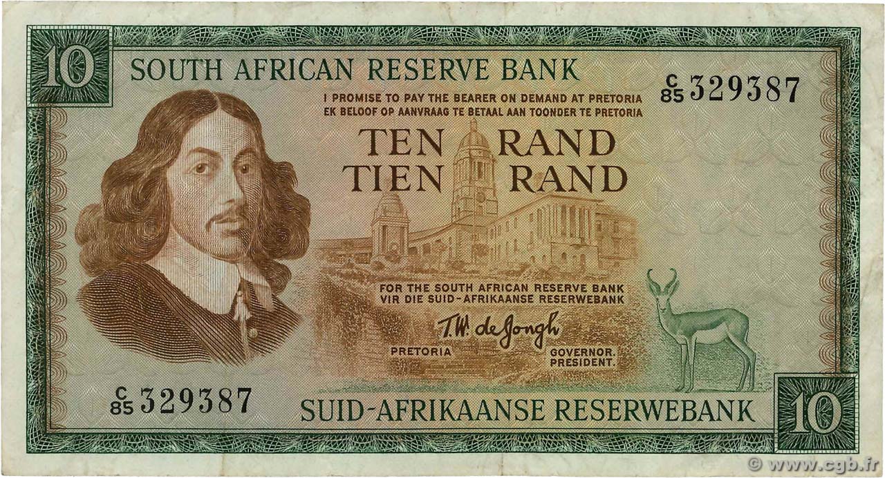 10 Rand AFRIQUE DU SUD  1974 P.113b TB