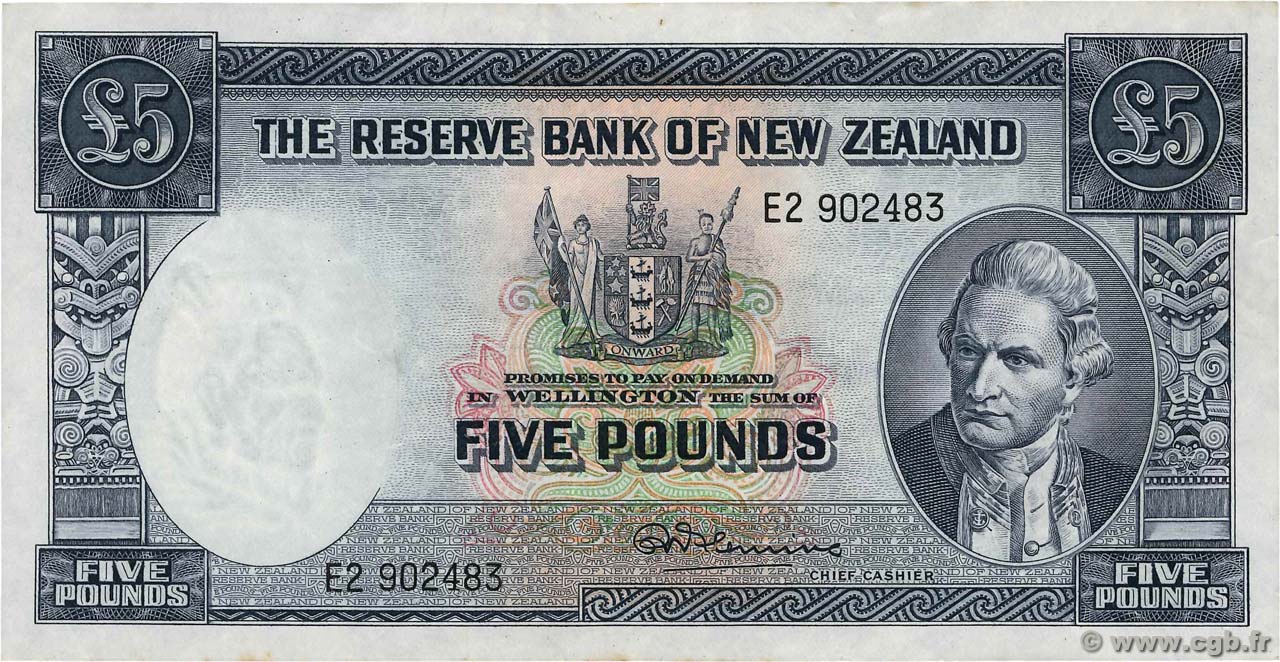 5 Pounds NEW ZEALAND  1967 P.160c VF+