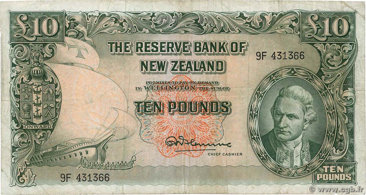 10 Pounds NEW ZEALAND  1968 P.161c F