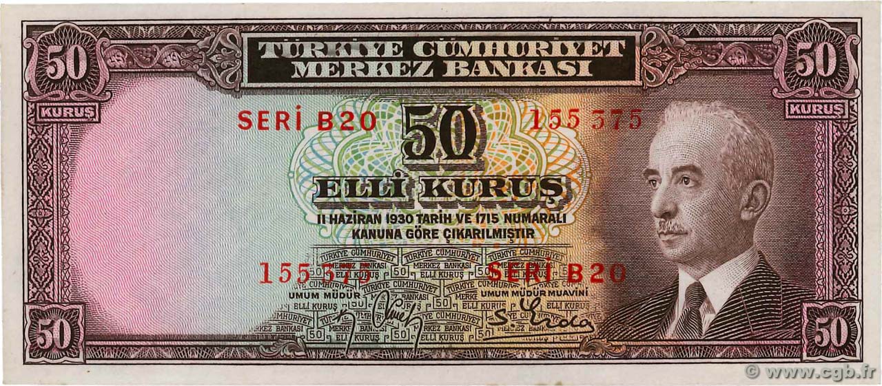 50 Kurus TURKEY  1942 P.133 UNC