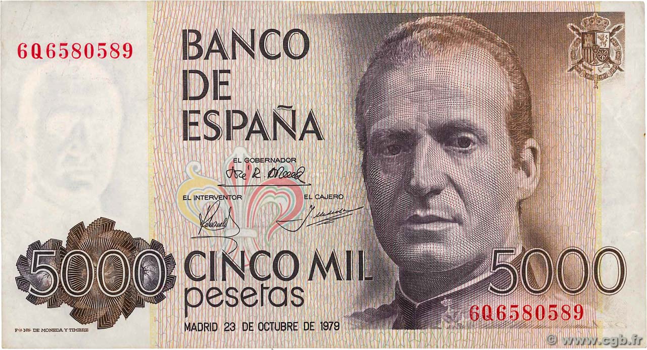 5000 Pesetas SPANIEN  1979 P.160 fVZ