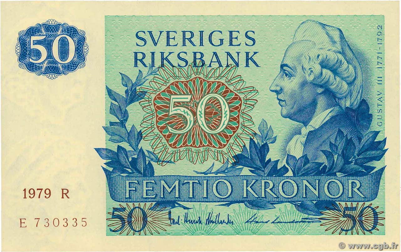 50 Kronor SUÈDE  1979 P.53c SC+