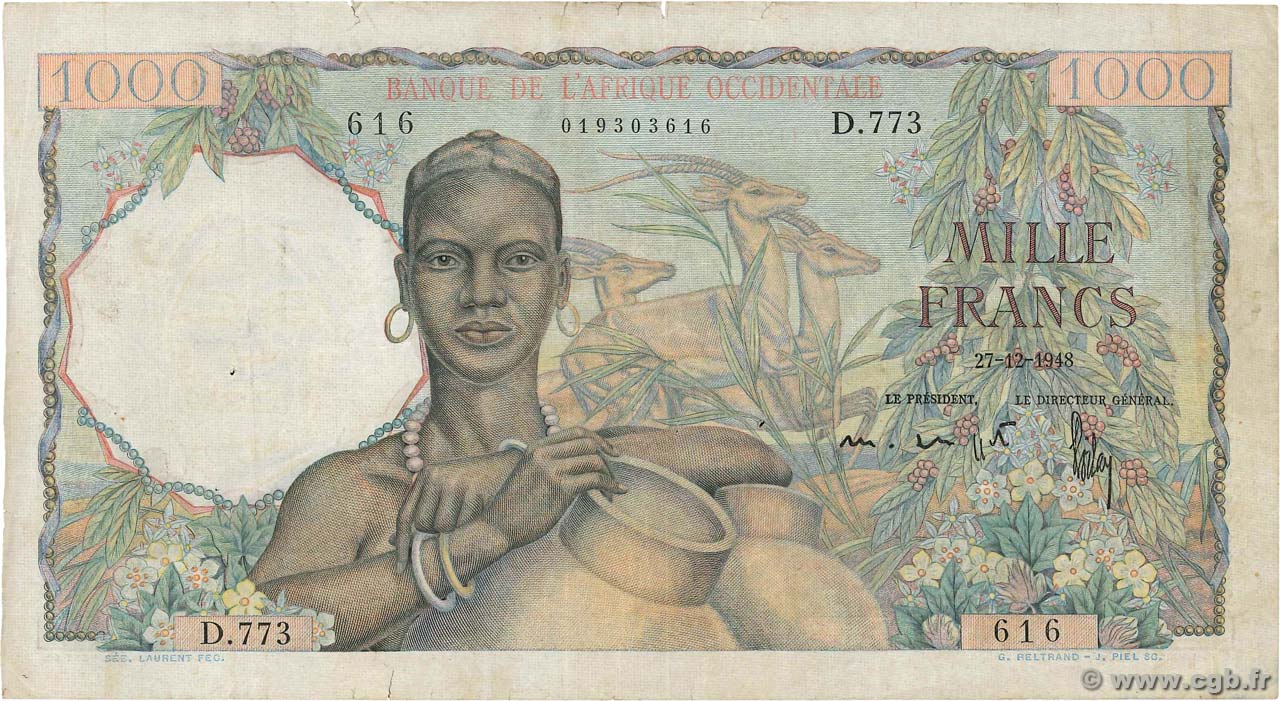 1000 Francs AFRIQUE OCCIDENTALE FRANÇAISE (1895-1958)  1948 P.42 TB+
