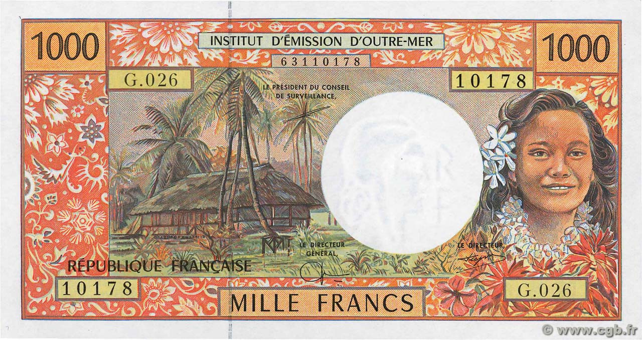 1000 Francs POLYNESIA, FRENCH OVERSEAS TERRITORIES  1996 P.02g UNC