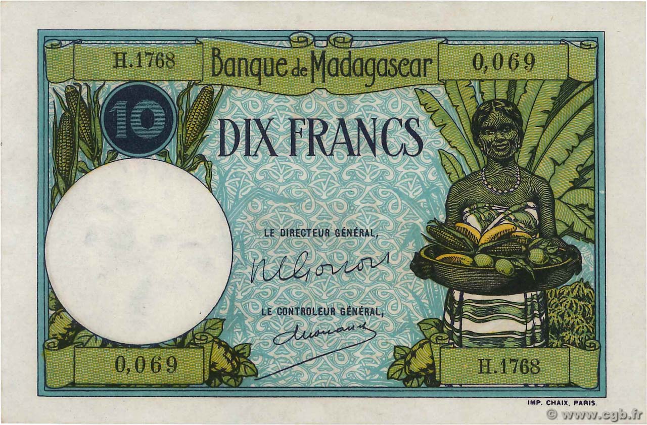 10 Francs MADAGASKAR  1948 P.036 fST+