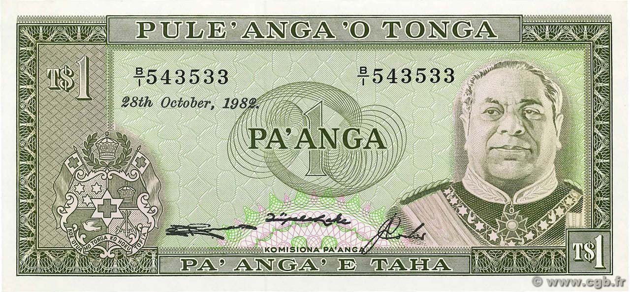 1 Pa anga TONGA  1982 P.19c pr.NEUF