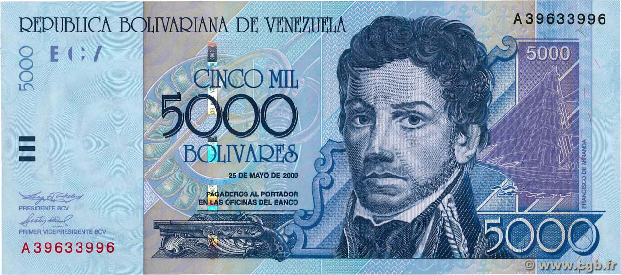 5000 Bolivares VENEZUELA  2000 P.084a NEUF