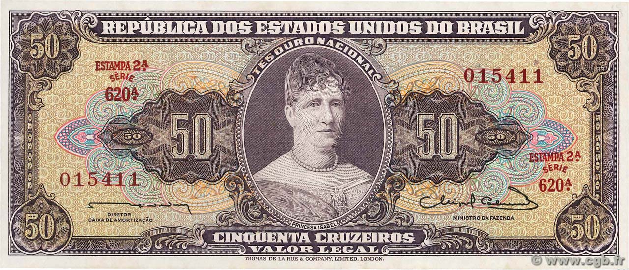 50 Cruzeiros BRASILIEN  1963 P.179 ST