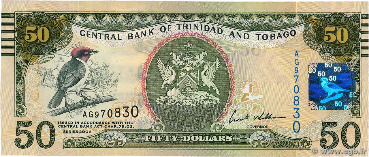 50 Dollars TRINIDAD and TOBAGO  2006 P.50 UNC-