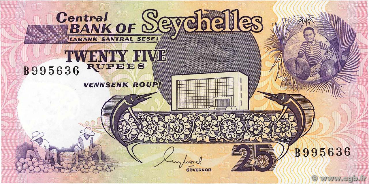 25 Rupees SEYCHELLES  1989 P.33 SC+