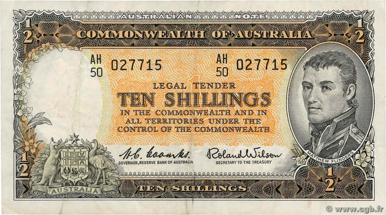 10 Shillings AUSTRALIA  1961 P.33a BB