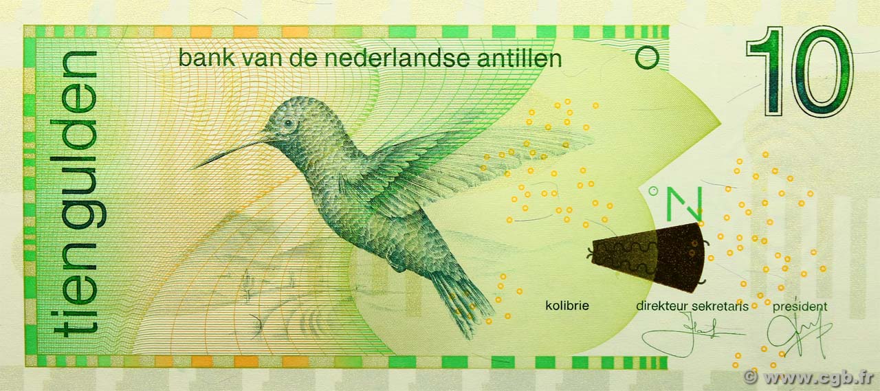 10 Gulden NETHERLANDS ANTILLES  2014 P.28g UNC