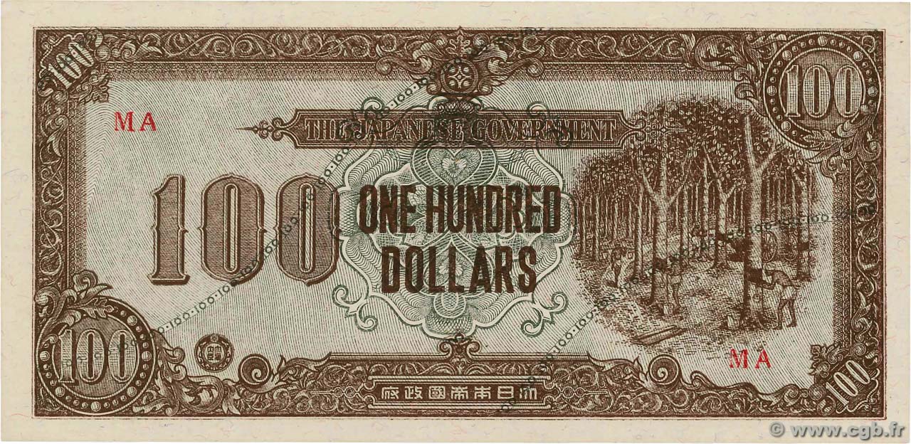 100 Dollars MALAYA  1942 P.M09a fST+