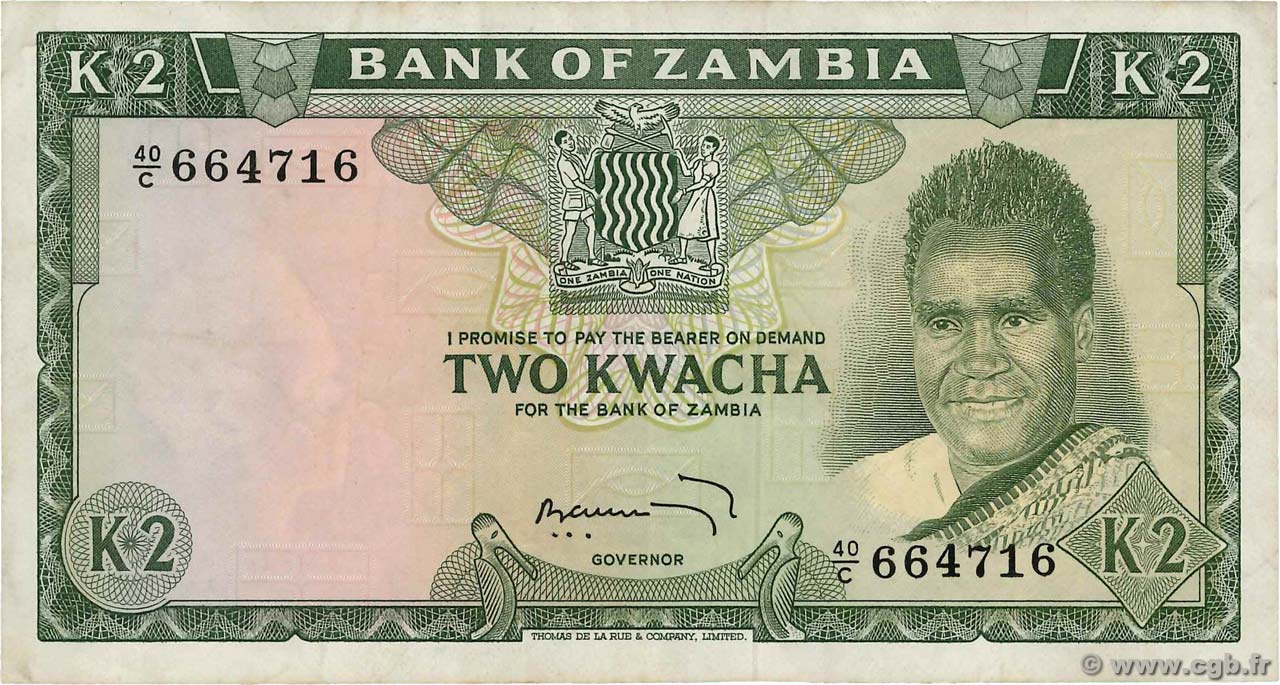 2 Kwacha ZAMBIA  1969 P.11c VF