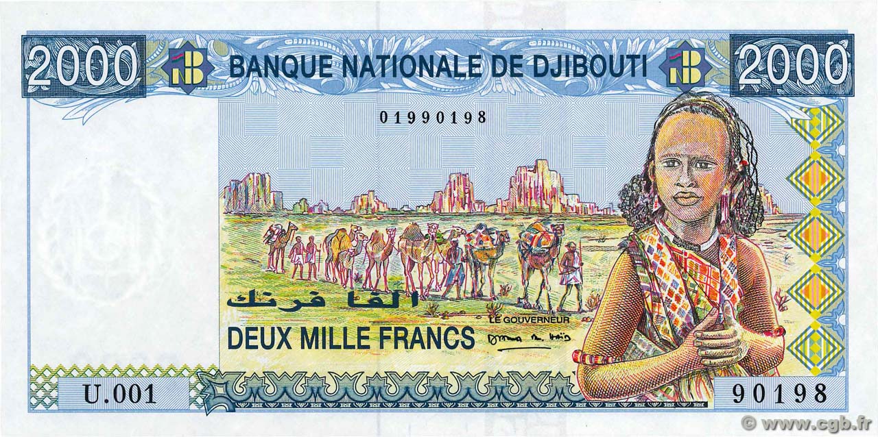 2000 Francs YIBUTI  1997 P.40 FDC